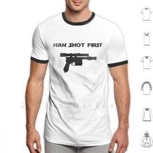 Camiseta de Han Shot First DIY de algodón de gran tamaño, S-6xl, Nerd, Geek Star, película, Solo pistola, barra láser clásica 2024 - compra barato