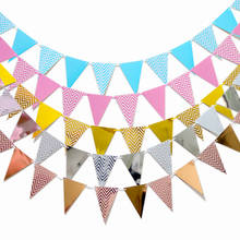 3m 12 Flag Gold Pink Paper Board Garland Banner For Baby Shower Birthday Party Decoration Kids Room Decoration Garland Bunting 2024 - buy cheap