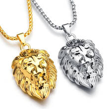 Hip Hop Big Lion Head Pendant & Necklace Animal King Vintage Stell Color Hiphop Rope Chain For Men Women Jewelry Gift S491 2024 - buy cheap
