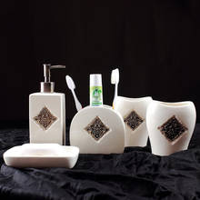 Soporte de cerámica europeo para cepillo de dientes, caja de jabón, dispensador de pasta de dientes, accesorios de decoración sencillos para el baño 2024 - compra barato