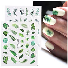 1 шт., наклейки для ногтей с зелеными листьями, простые Цветочные водные Слайдеры для ногтей, наклейки, сделай сам, фольга, художественное украшение, LASTZ808-844 для маникюра 2024 - купить недорого