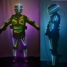 Disfraz de robot led RGB, armadura luminosa para escenario, club nocturno, bar, espectáculo de luz, ropa de baile mecánica 2024 - compra barato