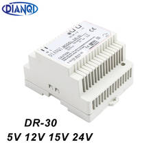 DIANQI блок питания на Din-рейку 30 Вт 5 в 12 В 24 в источник питания 24 в 30 Вт преобразователь переменного тока постоянного тока хорошего качества DR-30-24 DR-30-5 DR-30-12 DR-30-15 2024 - купить недорого