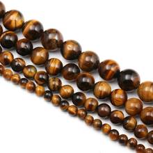 Natural Stone Brown Gold Tiger Eye Round String Beads 15" Strand 4 6 8 10 12 14mm Pick Size For Jewelry Making Necklace Bracelet 2024 - buy cheap