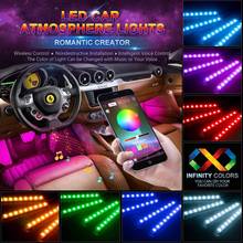 Lámpara LED de ambiente para el pie del coche, Control remoto/música/voz, decoración Interior del pie, ambiente de cigarrillo, RGB 2024 - compra barato