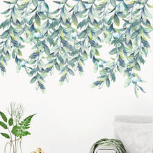 Pegatinas de pared de hoja verde para decoración de sala de estar, calcomanías de planta extraíbles, murales ecológicos, decoración del hogar, 57x90cm 2024 - compra barato