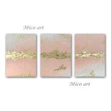 3PCS Group Abstract Gold Foil Design Oil Painting Modern Pure Handmade Canvas Wall Art Pictures For Living Room Home Decoration 2024 - buy cheap