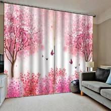 Europe Pink Flower Tree Pattern Bathroom Shower Curtain for living room bedroom blackout Curtains 3D Digital print 2024 - buy cheap
