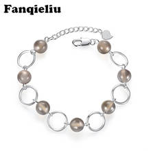 Fanqieliu Opal Beads Link Silver Circle Charm Bracelets For Women Sterling 925 Silver Bangles Extend Bracelet Woman FQL20333 2024 - buy cheap