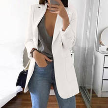 Women's Fashion Lapel Suit Jacket Cardigan Blazer Office Lady Business Formal Suit Coat Autumn Long Sleeve Slim Jackets 2024 - buy cheap