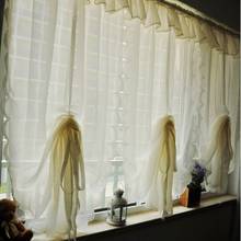 Classic pastoral ruffle flouncing yarn tulle kitchen curtains for living room bedroom drapes waterfall drawstring 120*200/250cm 2024 - buy cheap