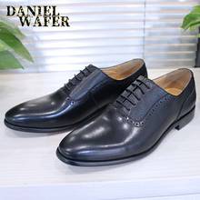Zapatos Oxford de estilo clásico para hombre, calzado Formal de vestir, de oficina, de cuero genuino, negro, verde, Burdeos 2024 - compra barato