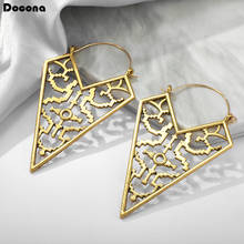 Docona Vintage Silver Color Gold Drop Earrings for Women Hollow Geometric Triangle Punk Alloy Metal Jewelry Accessories 9663 2024 - buy cheap