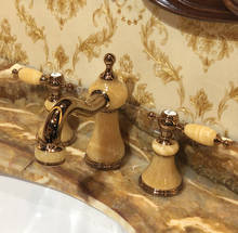 Grifo de lavabo para baño, mezclador de piedra amarilla de 8 pulgadas, color dorado, 3 piezas, Envío Gratis 2024 - compra barato