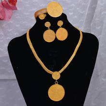 Conjunto de Joyería Árabe de Nigeria para niña, mujer, novia, Color dorado, conjuntos de joyas de boda, collar, pendientes, regalos de boda 2024 - compra barato