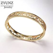 3PCS, Gold color fashion Wide band open bangle Bracelet for women Paved cz Hollow eye engraved cuff bangles Jewelry 2024 - buy cheap