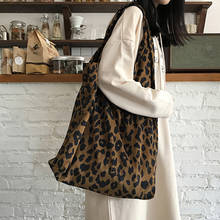 Corduroy Leopard Print Bag Ladies Shoulder Casual Tote Shopping Bag Large capacity Handbags Totes Women 2024 - buy cheap
