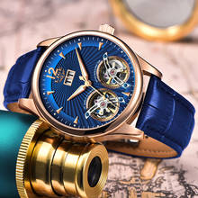 Watch Men 2020 New Blue Leather Double Tourbillon Mechanical Mens Watches LIGE Top Brand Luxury Automatic Clock Montre Homme+Box 2024 - buy cheap