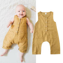 0-18M Newborn Infant Baby Boy Girl Jumpsuit Solid Vintage Rompers Toddler Baby Summer Clothes 2024 - buy cheap