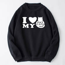 Kawaii I Love My Fat Cat for Mother Clothing Women Sweashirt Black and White Autumn Winter Pullover Plus Size Long Sleeve Shirt 2024 - buy cheap