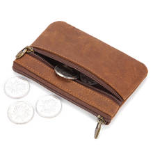 2020 Hot Vintage Crazy Horse Leather Men's Coin Purse Genuine Leather Zipper Coin Wallet Retro Key Holder Small Money Bag 2024 - buy cheap