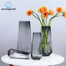 Strongwell Nordic Color Glass Vase Transparent Gray Flower Vase Creative Crafts Modern Simplicity Home Decoration Wedding Gift 2024 - buy cheap