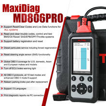 Autel MaxiDiag MD806 Pro OBD2 автомобильный диагностический инструмент автомобильный считыватель кодов OBD автоматический сканер полная система диагностики Автомобильный сканер 2024 - купить недорого