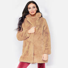 Autumn Winter Thicken Faux Fur Coats Women Solid Loose Long Sleeve Warm Midi Overcoats Female 2021 New Fashion Casual Lady Coat 2024 - buy cheap