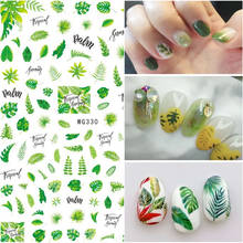 Nail Art Stickers Blueberry Pineapple Fruits Design Adhesive Nail Art Decorations Summer Leaves Monstera DIY Nail Decals 2024 - buy cheap
