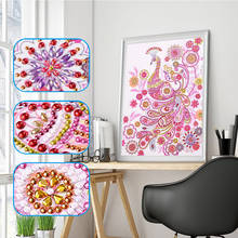 5D Pink Peacock Diamond Embroidery Animals Special Shaped Diamond Painting DIY Partial Drilled Rhinestone Home Decor Art Picture 2024 - buy cheap