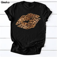 Leopard Print Lip Kiss T Shirt for Women O-Neck Short Sleeve Tees Tops Burgundy Casual Tshirt Summer 2020 New Plus Size S-5XL 2024 - buy cheap