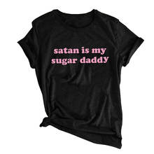Женская хлопковая футболка, с принтом «сатана мой сладкий папа», летняя, свободная, с круглым вырезом и коротким рукавом, в стиле Харадзюку, футболки с рождественским узором 2024 - купить недорого