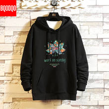 5xl impressão floral hoodies com capuz preto hip hop moda preppy hoodie streetwear harajuku outono japonês preto camisolas casuais 2024 - compre barato