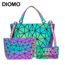 Diomo conjunto de bolsas geométricas luminosas femininas, 3 peças com bolsa de ombro e carteira, bolsa de crossbody para mulheres 2024 - compre barato