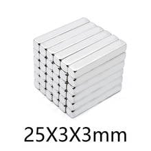 10-200pcs 25x3x3mm strong square Fridge Magnets N35 Neodymium magnetic 25*3*3mm block rare earth Magnet NdFeB Powerful 25*3*3mm 2022 - buy cheap