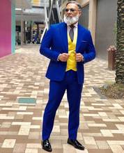 Traje de novio de color azul real para hombre, traje de novio con solapa, chaqueta, pantalones, pajarita y chaleco, nuevo estilo 2024 - compra barato