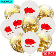 YORIWOO 10pcs Valentine's Day Latex Balloons Confetti Kiss Me Wedding Ornament Theme Party Decorations Lips Ballon Mariage DIY 2024 - buy cheap