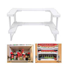 2 Layers Kitchen Cabinet Cupboard Organizer Adjustable Kitchen Storage Shelf Spice Rack Countertop Organizer Cabinet Storage 2024 - buy cheap