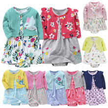 2 Pieces Set 2021 New Baby Girls Flower Dresses Cotton Jumpsuits Girls Fashion Spring Autumn Clothes  Newborn Baby Girl Roupa 2024 - buy cheap