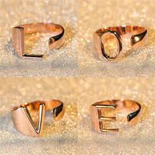 Простые A-Z, 26 кольца с декоративной надписью для мужчин и женщин, розовое золото, открытое регулируемое кольцо, обручальные кольца для женщин и мужчин, любовь, обручальное кольцо, ювелирное изделие 2024 - купить недорого