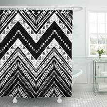 Pattern Zigzag and Stripe Line for Tribal Black White Shower Curtain Waterproof Polyester 72 x 78 inches Set with Hooks 2024 - buy cheap