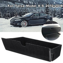 Car Carbon Style Center Console Storage Box Drawer Tray For Tesla Model X Model S 2012 2013 2014 2015 2016 2017 2018 2024 - buy cheap
