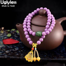 Uglyless Rare Purple Mica Bracelets for Women Elastic Rope Amber Jade Beeswax Gemstones Bracelet Real 925 Silver Beading Jewelry 2024 - buy cheap