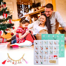 Новогодние календари с браслетом, 24 дня, Набор подвесок для детей (многоцветные), подарки, календарь с обратным отсчетом, Рождественский Декор 2024 - купить недорого