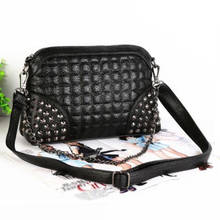 Croyance High Quality BLACK Women PU Leather Handbag Rivet Stud Crossbody Bags Female Messenger Bags Purses Shoulder Bag 2024 - buy cheap