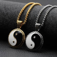 Black White Chinese BAGUA Stainless Steel Pendant Necklace Chain TaiJi Ying Yang Lucky Amulet Jewelry Collar Masculino Gift 2024 - купить недорого