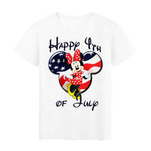 Футболка женская с Минни Маусом, модная повседневная рубашка в стиле унисекс, белый цвет, 4 июля 2024 - купить недорого