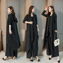 YASUGUOJI New 2021 Fashion Striped 3 Piece Set Women Two Piece Set Top and Pants 2 Piece Outfits for Women Casual Trousers Suit 2024 - buy cheap