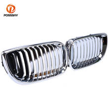 POSSBAY 2Pcs Car Front Racing Grille Chrome Silver Grills for BMW 3 Series E46 Sedan Touring 318d/318i/320d 2001-2005 Facelift 2024 - buy cheap