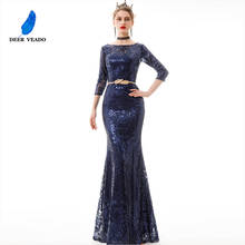 DEERVEADO сексуальное вечернее платье с русалочкой длинное официальное вечернее платье с блестками кружевное вечернее платье с поясом YS455 2024 - купить недорого